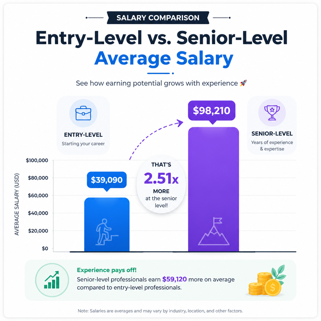Annual salary range (entry to senior)