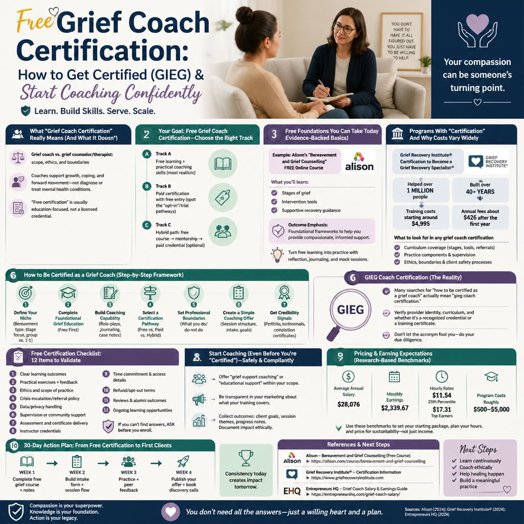 Free Grief Coach Certification infographic